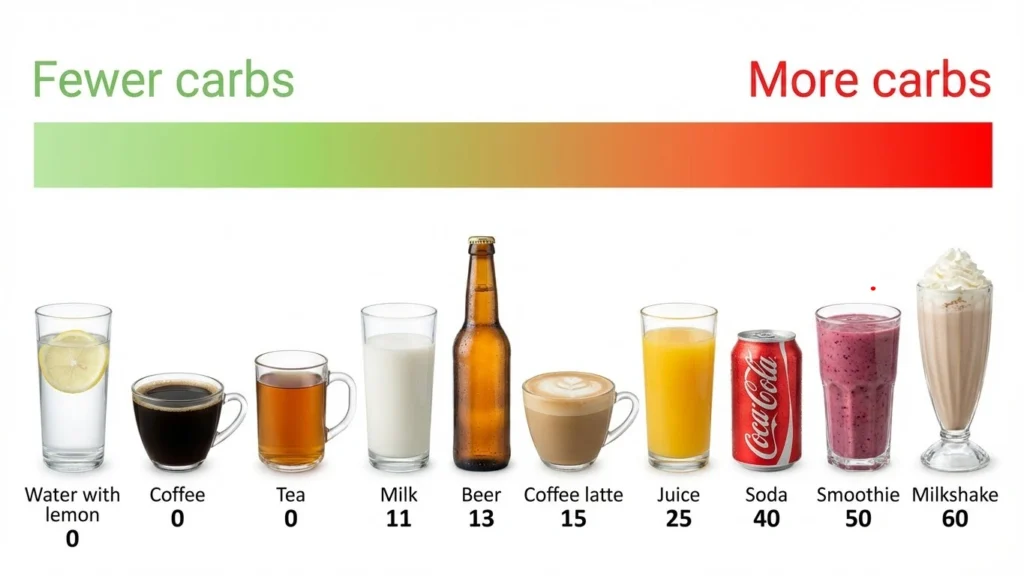 Visual list showing allowed and forbidden drinks on a ketogenic diet