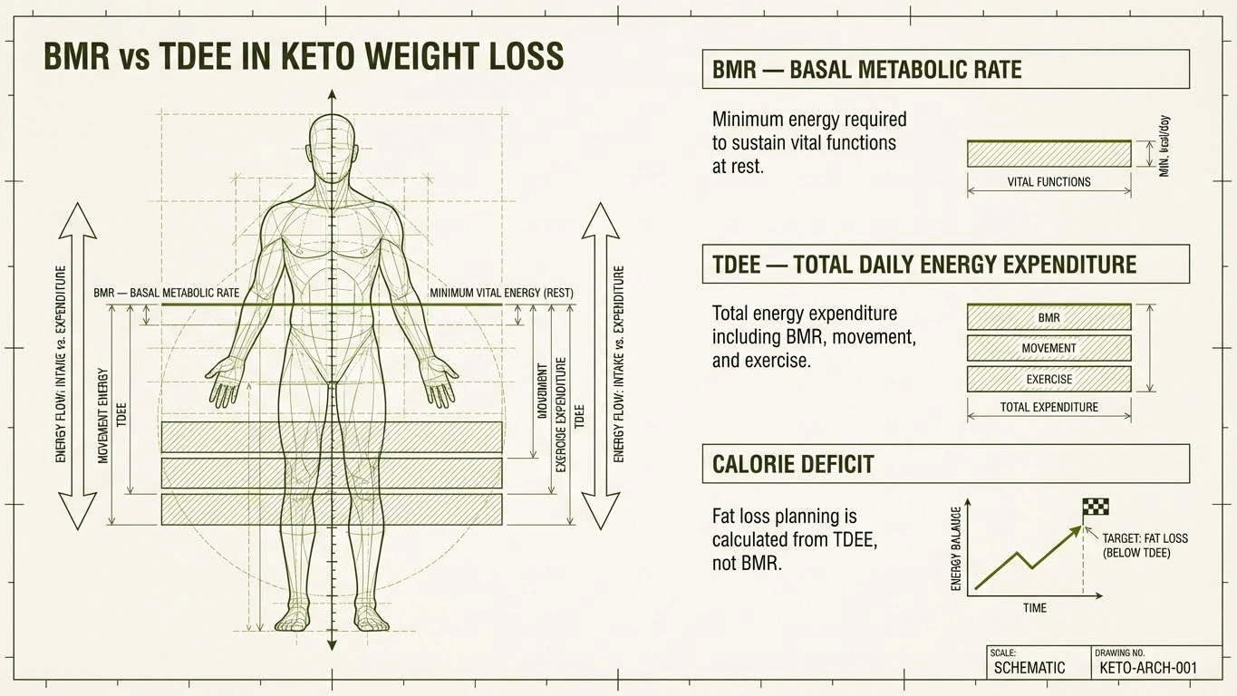 Comparison chart of BMR and TDEE for accurate keto fat loss planning
