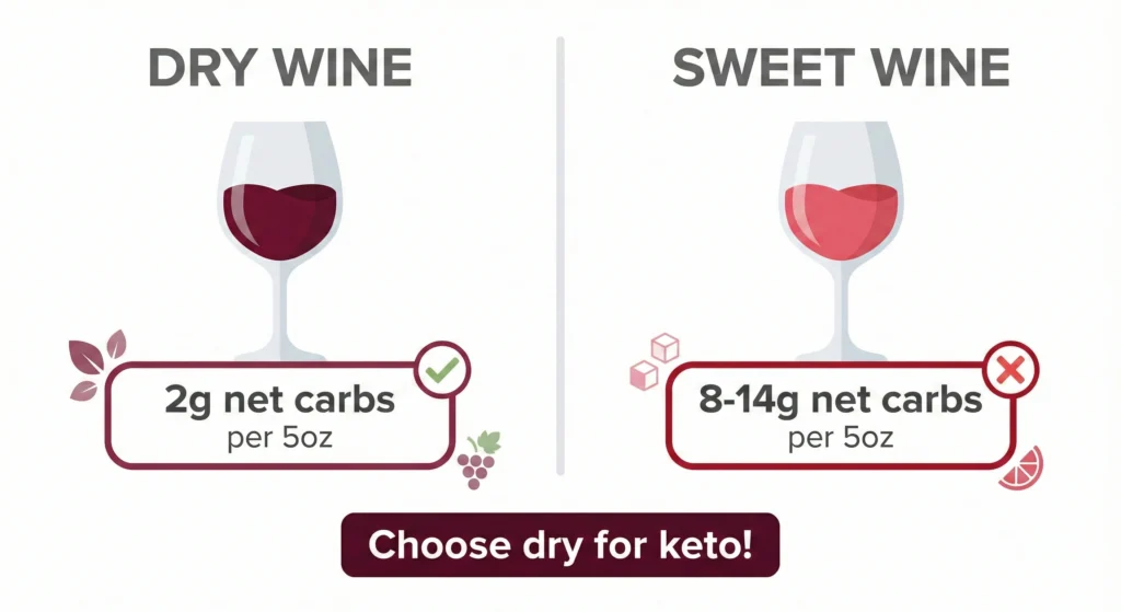 Comparison of dry and sweet wines for keto dieters