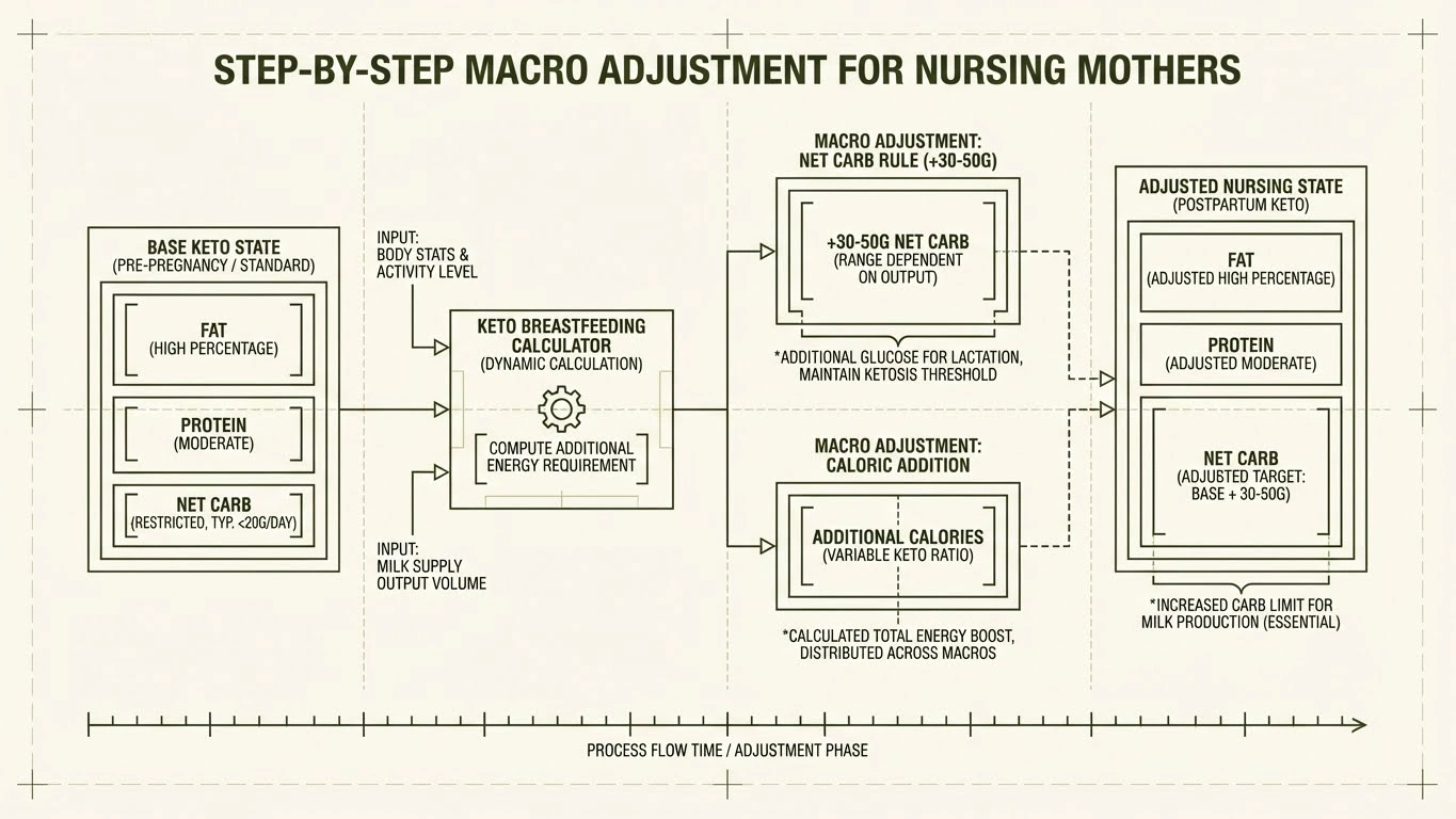 Keto breastfeeding macro adjustment flowchart