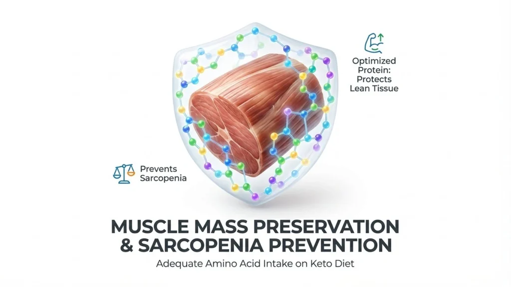 Conceptual illustration of lean muscle tissue protected by adequate amino acid intake when calculating how much protein on keto is required