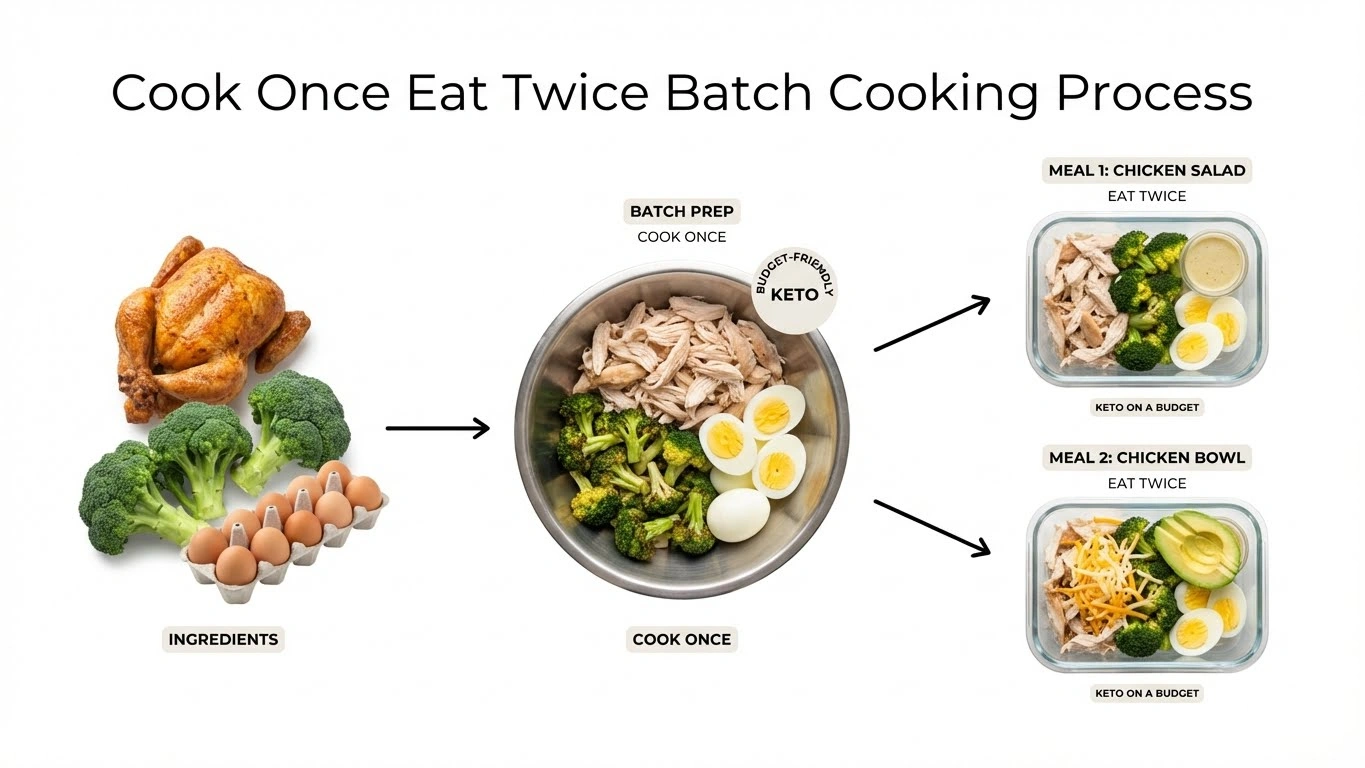 Flowchart for cheap keto meal batch cooking
