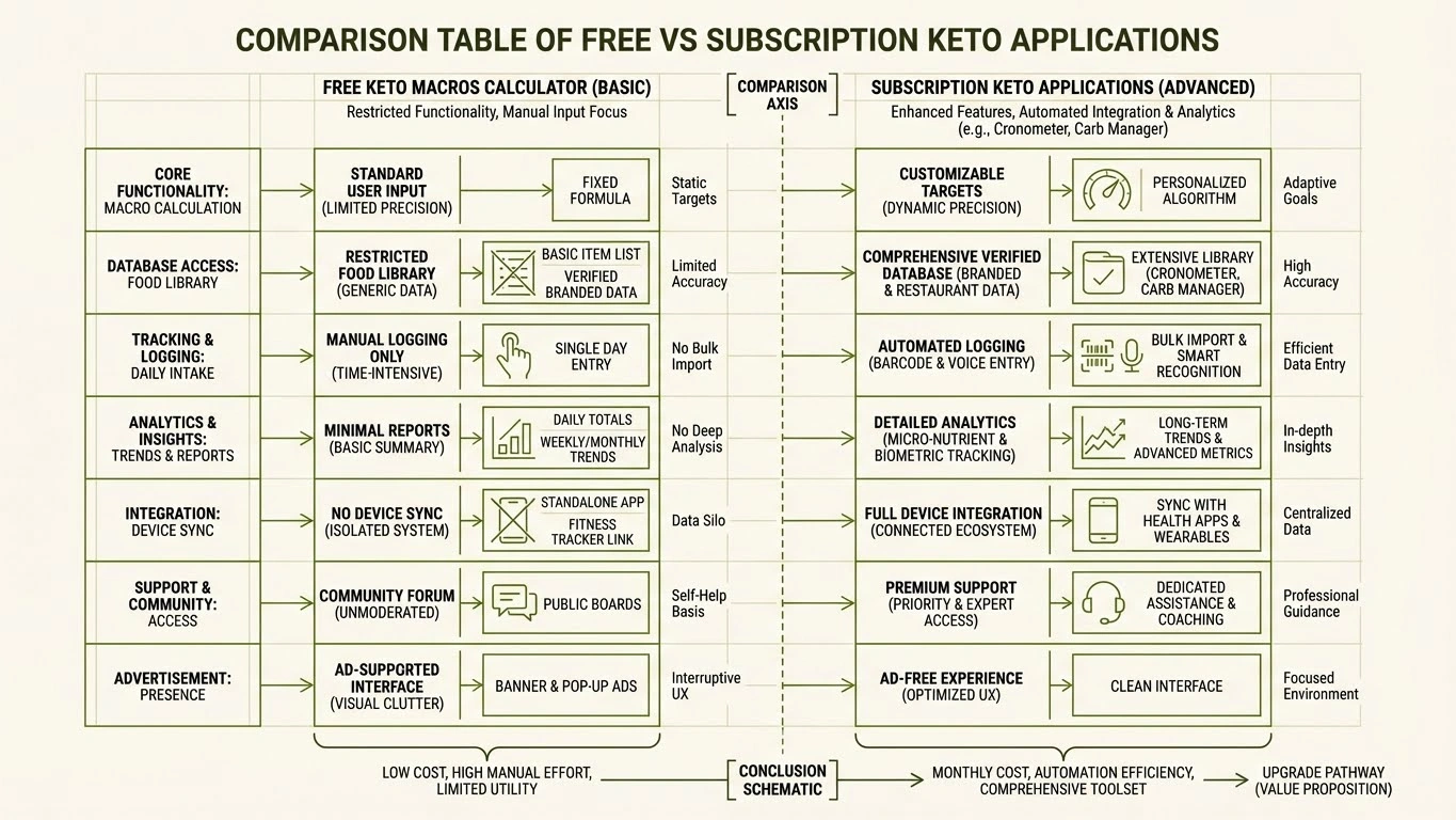 Free vs Paid Keto Apps Comparison Chart