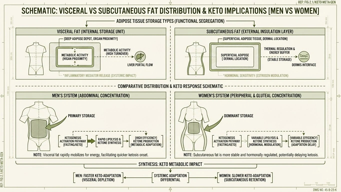 Visceral vs Subcutaneous Fat Distribution Diagram