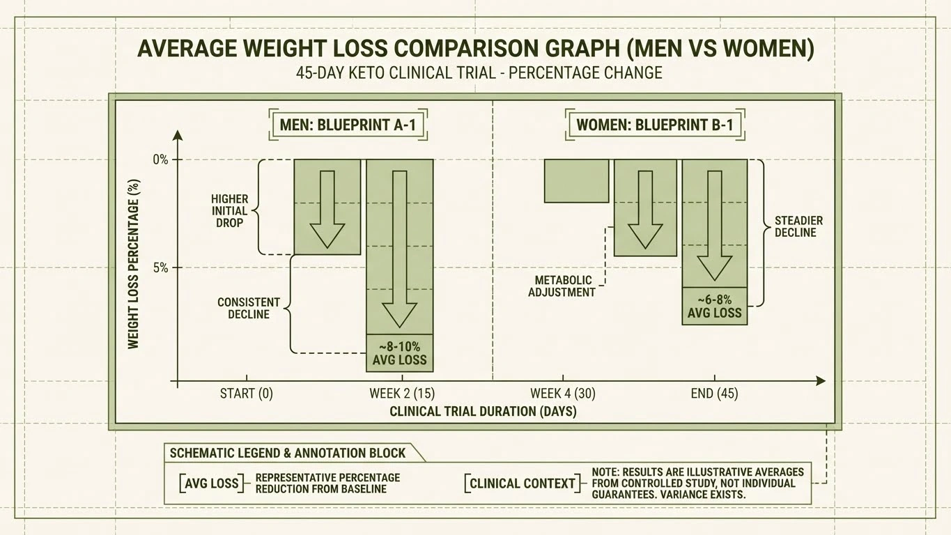 Weight Loss Comparison Graph Men vs Women