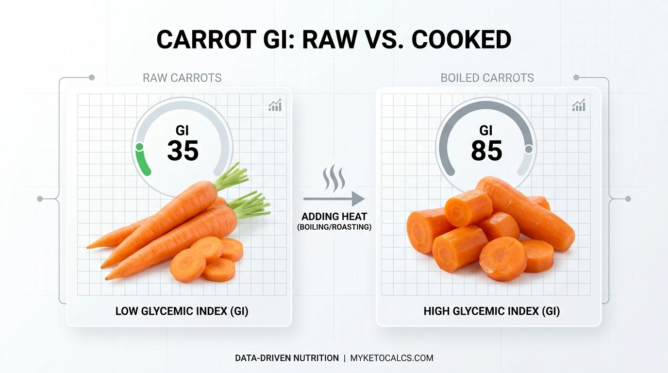 Cooking impact on carrot glycemic index: raw vs boiled carrots on keto