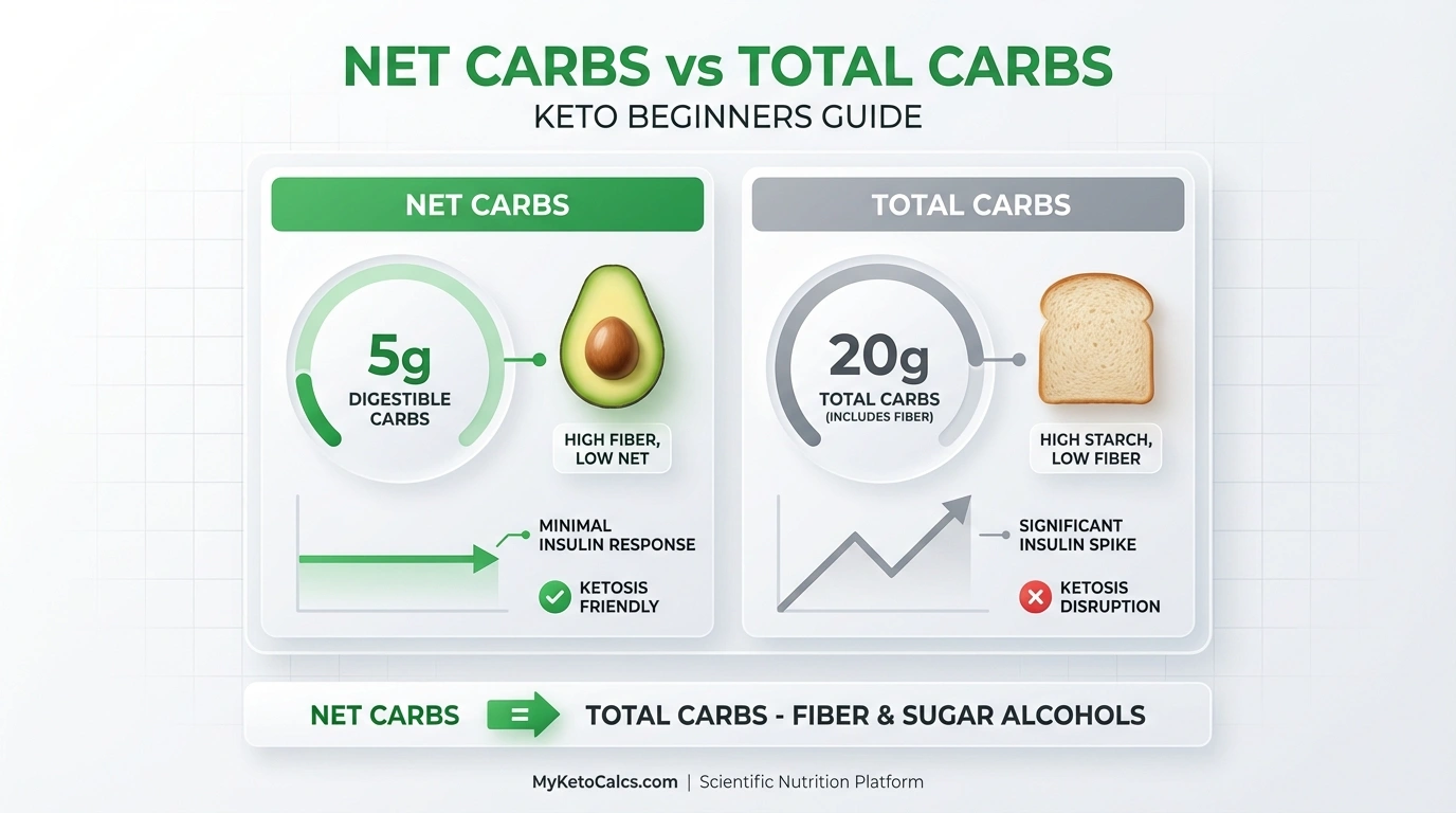 Net carbs vs total carbs metabolic comparison chart