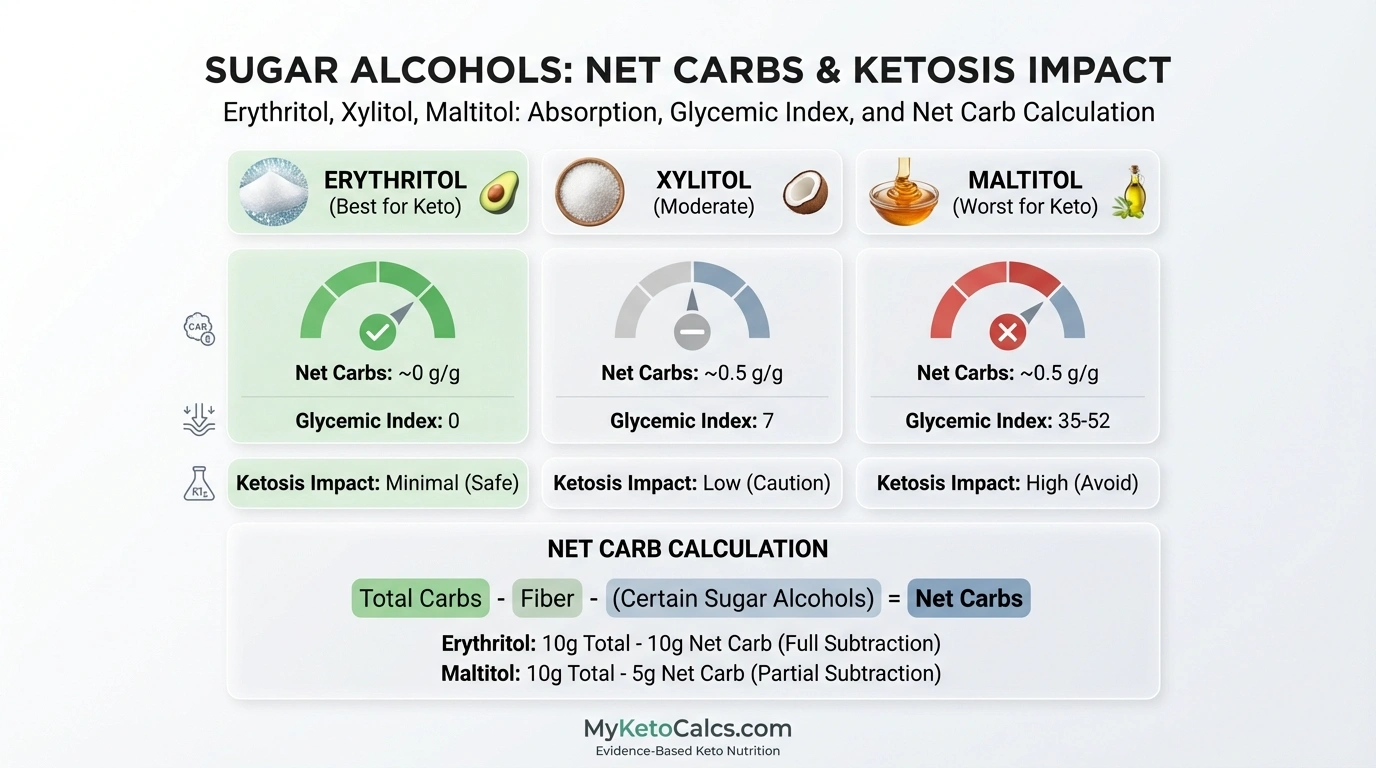 Sugar alcohols keto net carbs ranking comparison