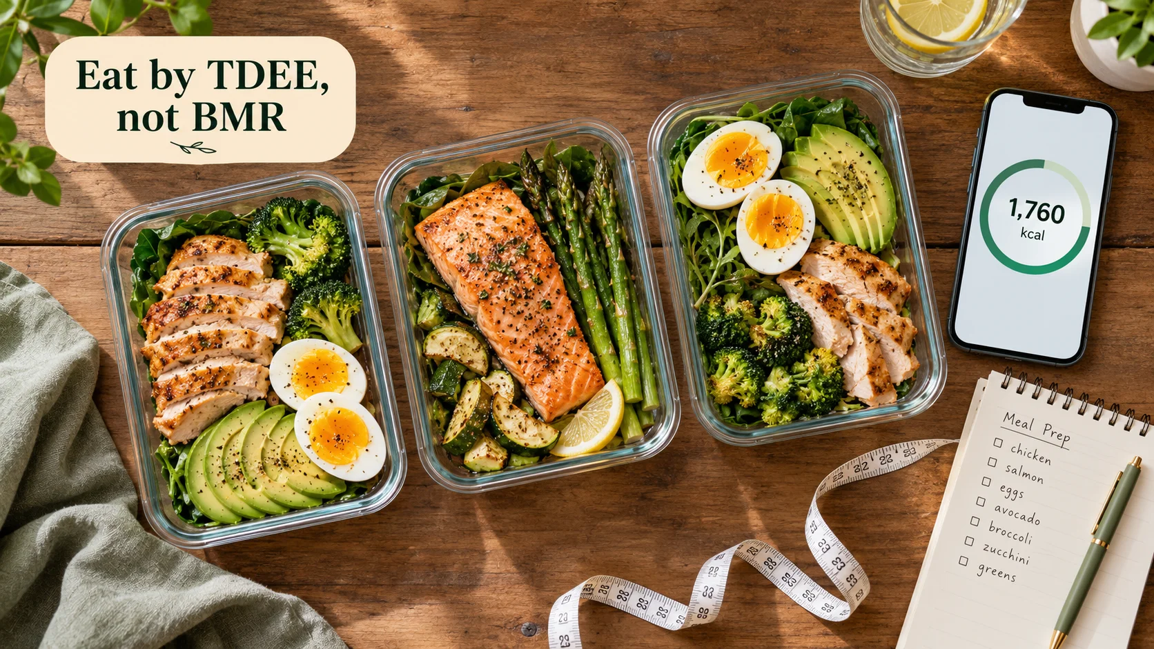 Should you eat your TDEE or BMR: keto meal prep with a daily calorie target based on TDEE